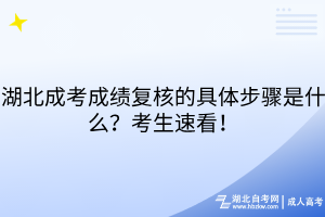 湖北成考成绩复核的具体步骤是什么？考生速看！