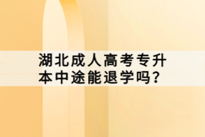 湖北成人高考专升本中途能退学吗？