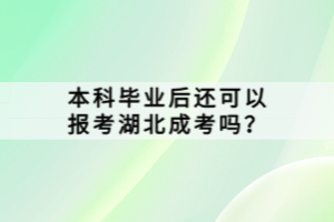 本科毕业后还可以报考湖北成考吗？