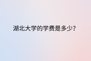 湖北大学的学费是多少？