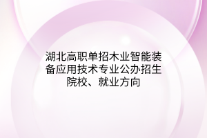 湖北高职单招木业智能装备应用技术专业公办招生院校、就业方向