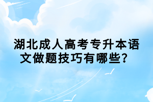 湖北成人高考专升本语文做题技巧有哪些？