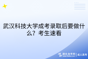 武汉科技大学成考录取后要做什么？考生速看