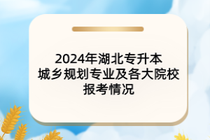 2024年湖北专升本城乡规划专业及各大院校报考情况