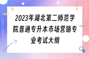 2023年湖北第二师范学院普通专升本市场营销专业考试大纲
