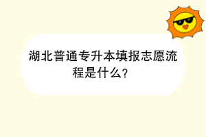 湖北普通专升本填报志愿流程是什么？