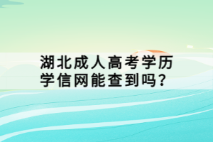 湖北成人高考学历学信网能查到吗？