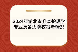 2024年湖北专升本护理学专业及院校报考情况