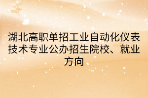 湖北高职单招工业自动化仪表技术专业公办招生院校、就业方向