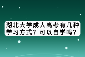 湖北大学成人高考有几种学习方式？可以自学吗？