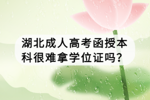 湖北成人高考函授本科很难拿学位证吗？