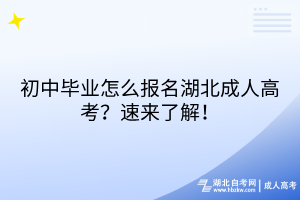 初中毕业怎么报名湖北成人高考？速来了解！