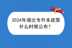 2024年湖北专升本政策什么时候公布？
