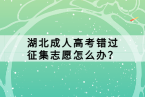 湖北成人高考错过征集志愿怎么办？