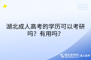 湖北成人高考的学历可以考研吗？有用吗？
