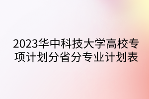 2023华中科技大学高校专项计划分省分专业计划表