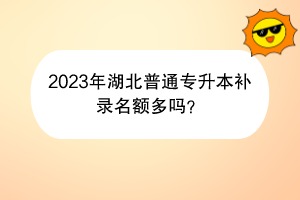 2023年湖北普通专升本补录名额多吗？