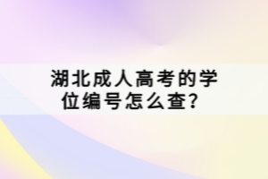 湖北成人高考的学位编号怎么查？