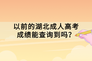 以前的湖北成人高考成绩能查询到吗？