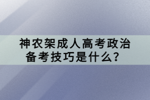 神农架成人高考政治备考技巧是什么？