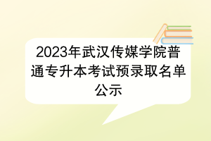 2023年武汉传媒学院普通专升本考试预录取名单公示