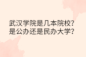 武汉学院是几本院校？是公办还是民办大学？