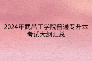 2024年武昌工学院普通专升本考试大纲汇总