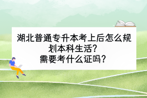 湖北普通专升本考上后怎么规划本科生活？需要考什么证吗？