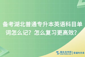 备考湖北普通专升本英语科目单词怎么记？怎么复习更高效？