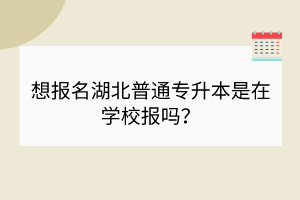 想报名湖北普通专升本是在学校报吗？