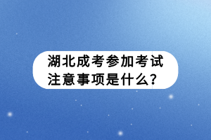 湖北成考参加考试注意事项是什么？