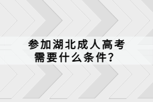 参加湖北成人高考需要什么条件？