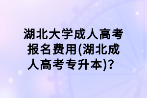 湖北大学成人高考报名费用(湖北成人高考专升本)？