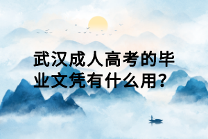 武汉成人高考的毕业文凭有什么用？