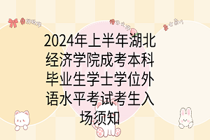 2024年上半年湖北经济学院成考本科毕业生学士学位外语水平考试考生入场须知