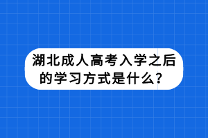 湖北成人高考入学之后的学习方式是什么？