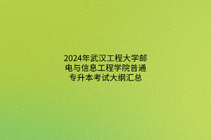 2024年武汉工程大学邮电与信息工程学院普通专升本考试大纲汇总
