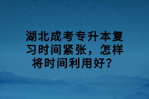 湖北成考专升本复习时间紧张，怎样将时间利用好？