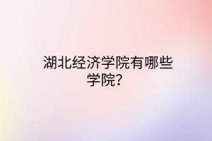 湖北经济学院有哪些学院？