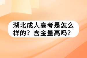 湖北成人高考是怎么样的？含金量高吗？