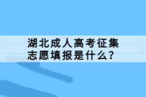 湖北成人高考征集志愿填报是什么？