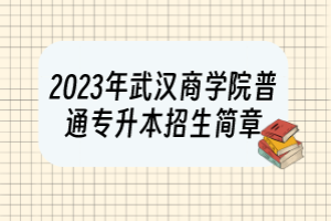 2023年武汉商学院普通专升本招生简章