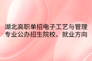 湖北高职单招电子工艺与管理专业公办招生院校、就业方向