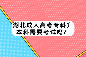 湖北成人高考专科升本科需要考试吗？