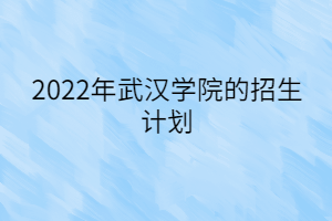 2022年武汉学院的招生计划