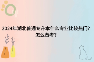 2024年湖北普通专升本什么专业比较热门？怎么备考？