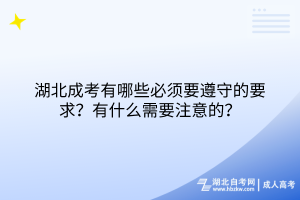 湖北成考有哪些必须要遵守的要求？有什么需要注意的？