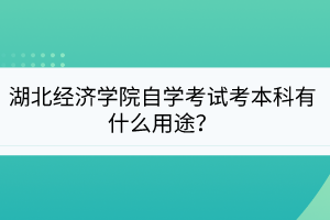 湖北经济学院自学考试考本科有什么用途？