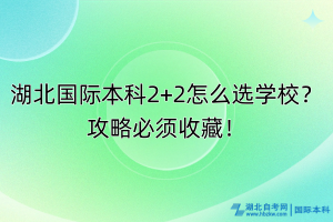 湖北国际本科2+2怎么选学校？攻略必须收藏！