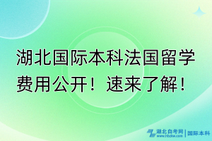 湖北国际本科法国留学费用公开！速来了解！